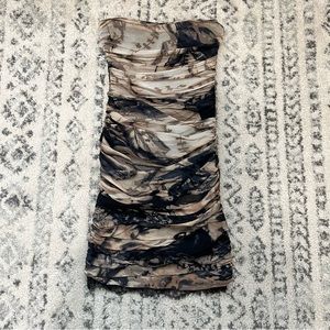 Diane Von Furstenberg DVF Ruched Silk Dress Strapless Black Brown Women’s Size 4